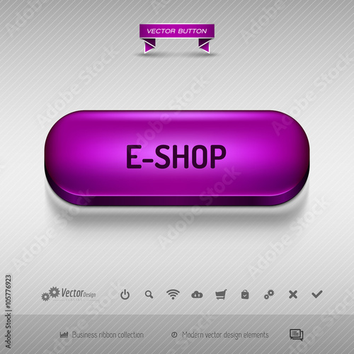 Purple button for webdesign or app. Vector design elements.