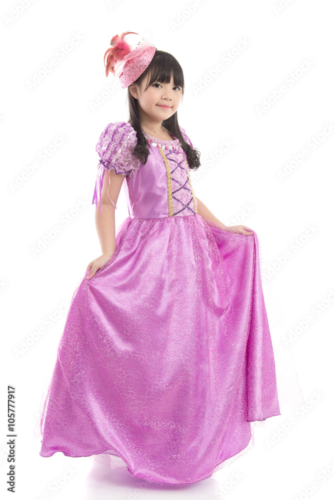 Beautiful Asian girl in princess dress on white background isola Beautiful Asian girl in princess dress on white background isola