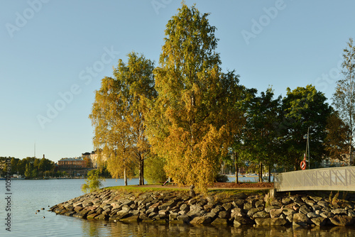 Small island called Tervasaari in early morning in autumn. Helsinki, Finland photo