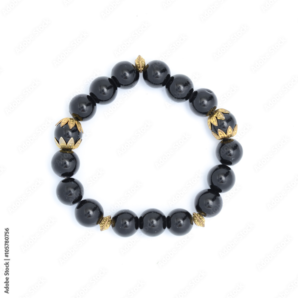 Bracelet with black beads isolated Bracelet with black beads isolated