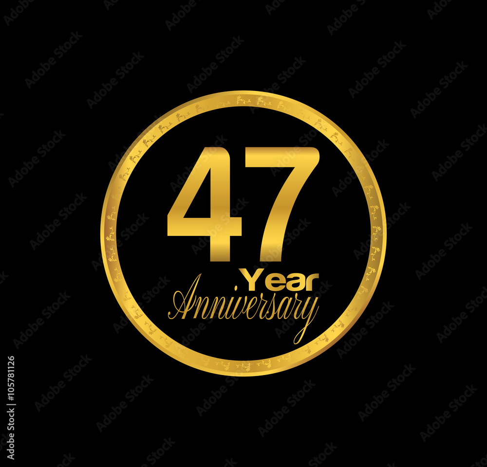 Fototapeta premium 47 anniversary with black golden ring 