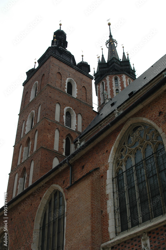 Building of St. Mary's church in Market square, Cracov, Poland