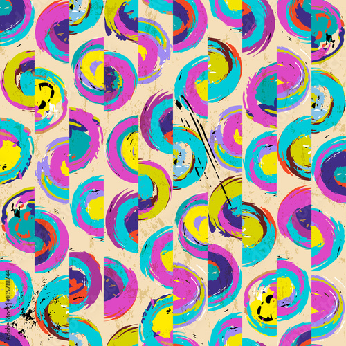 seamless background pattern, with circles/dots, paint strokes an
