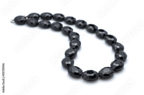Necklace with black stones isolated