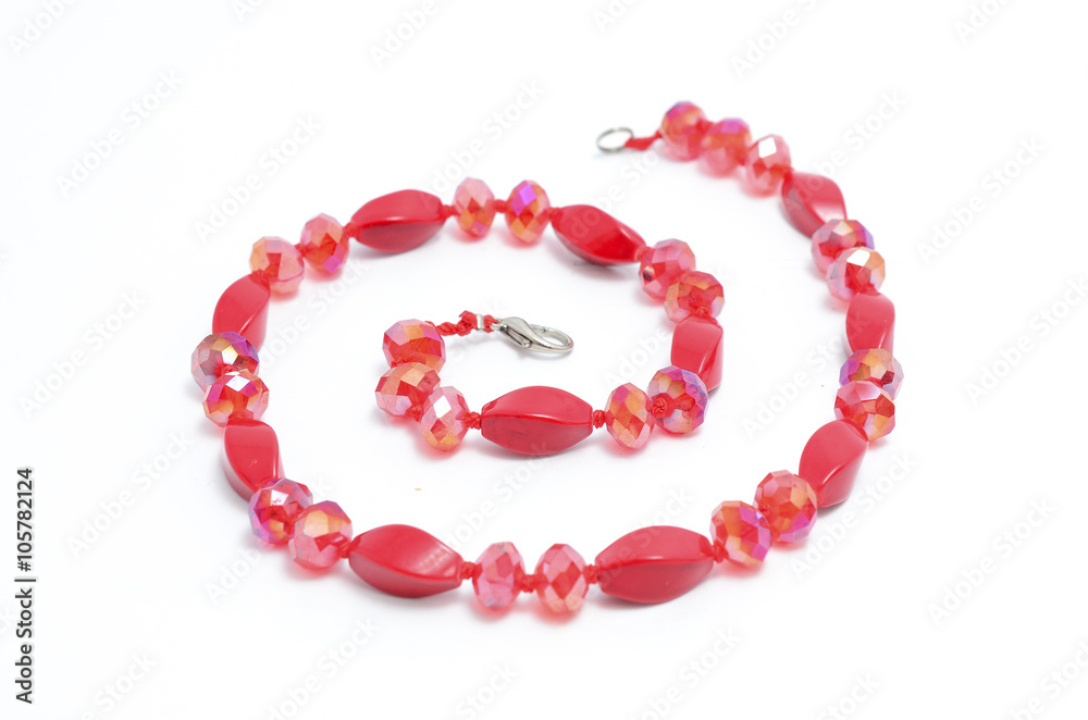 red beads isolated red beads isolated