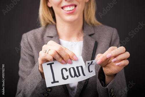 Fotografie Woman tearing up I Can't  sign
