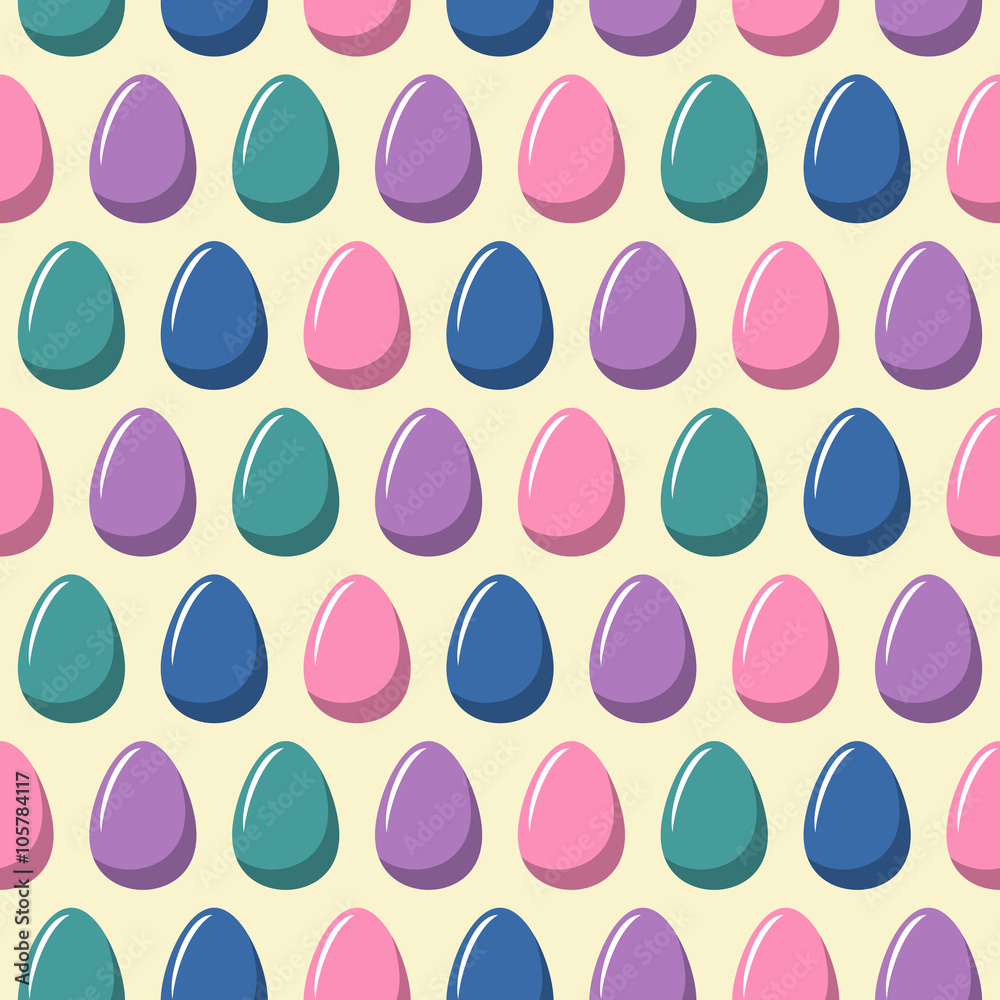 Seamless vector pattern with multicoloured eggs. Easter background.