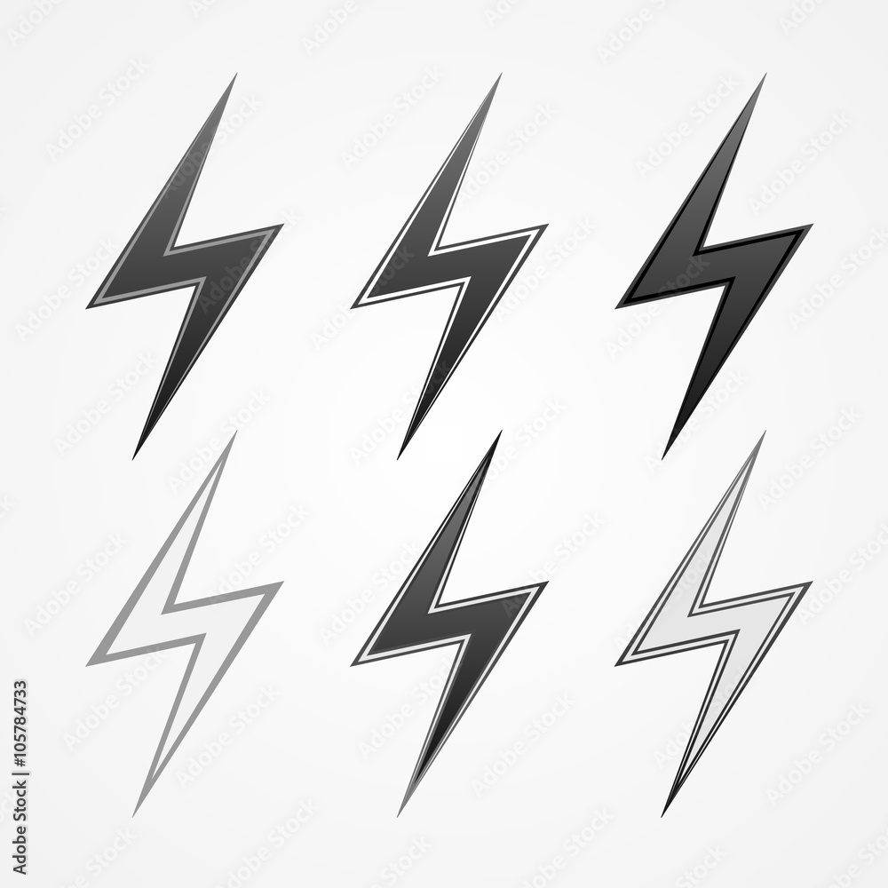 Icons of lightning - vector illustration. Icons of lightning - vector illustration.