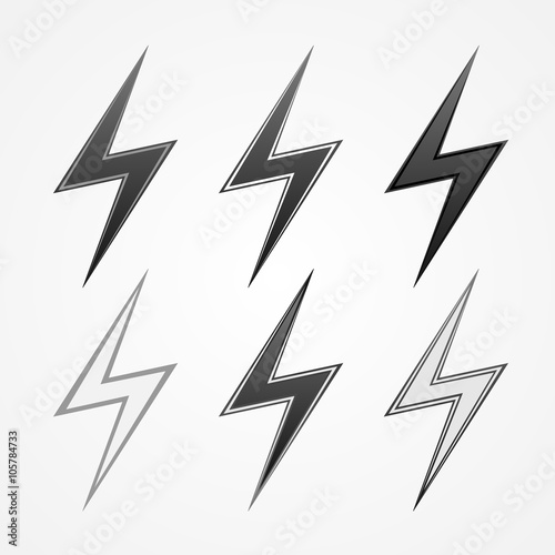 Icons of lightning - vector illustration.