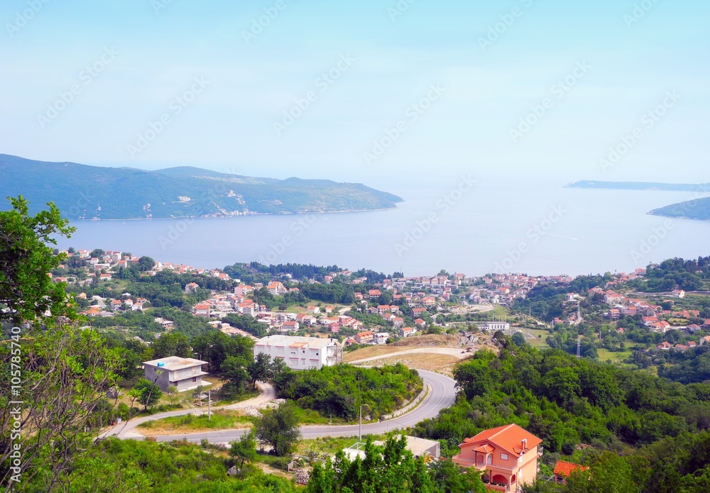 City Herceg Novi in the Bay of Kotor in Montenegro.