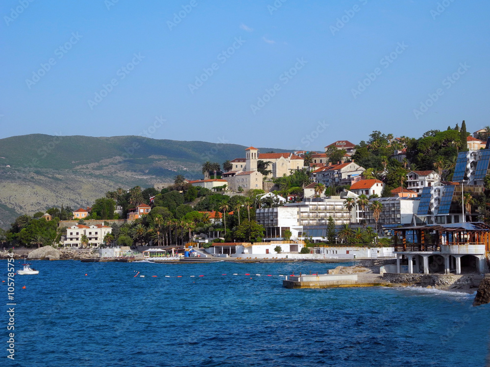 The coast of Herceg Novi in Montenegro.