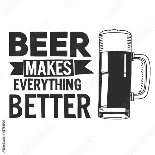 Hand drawn image with quote about beer