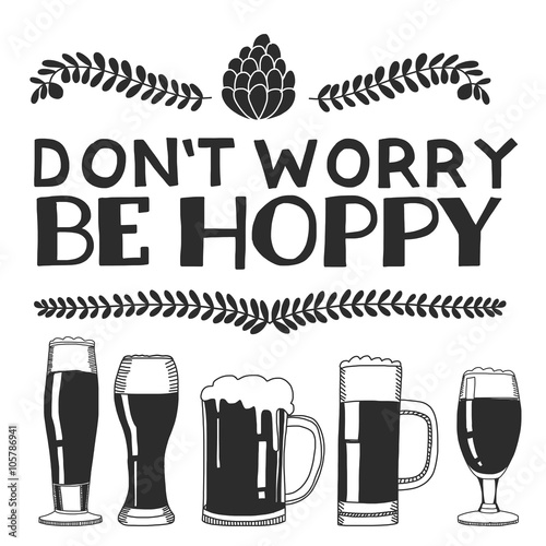 Hand drawn image with quote about beer