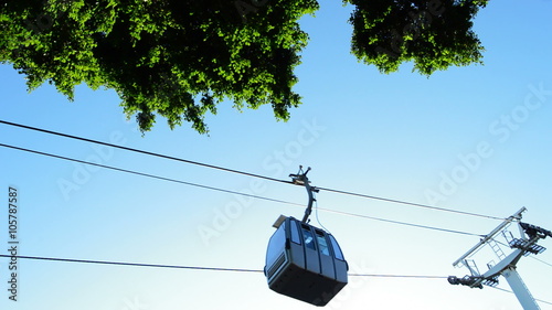 Cable Car Line Running with Blue Sky at Background photo