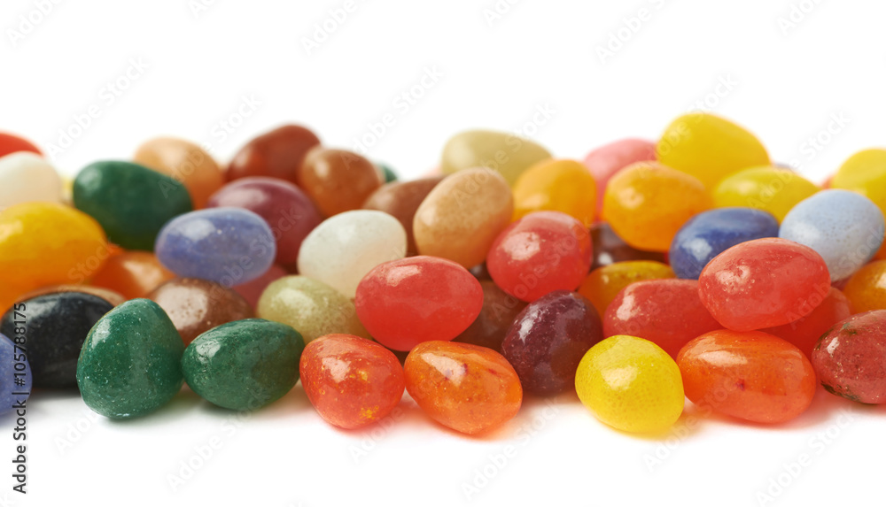 Line made of jelly beans isolated Line made of jelly beans isolated