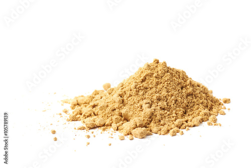 Pile of dry ginger powder isolated