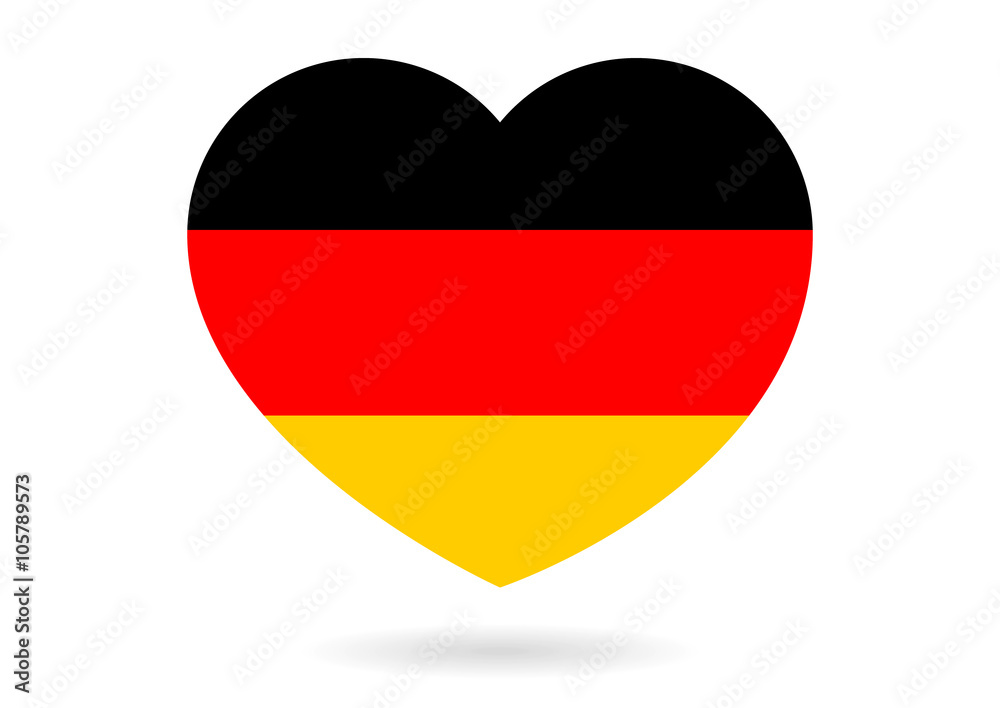 Heart with flag of Germany inside with small shadow Heart with flag of Germany inside with small shadow
