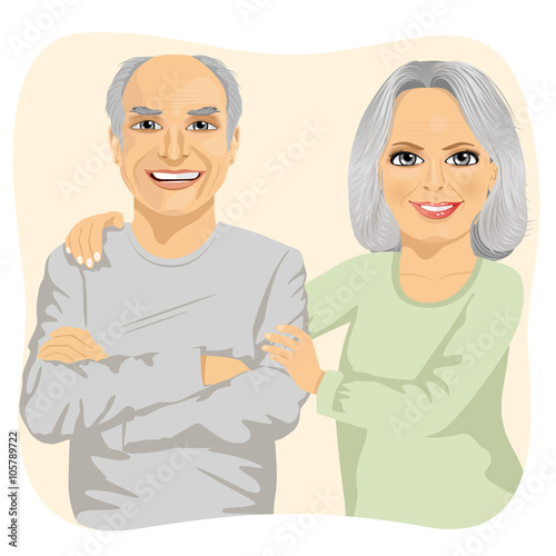 Happy smiling senior couple embracing together