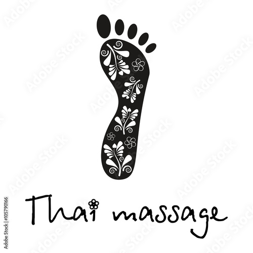 thai massage, foot pattern in black and white