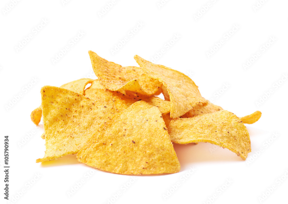 Pile of tortilla chips isolated Pile of tortilla chips isolated