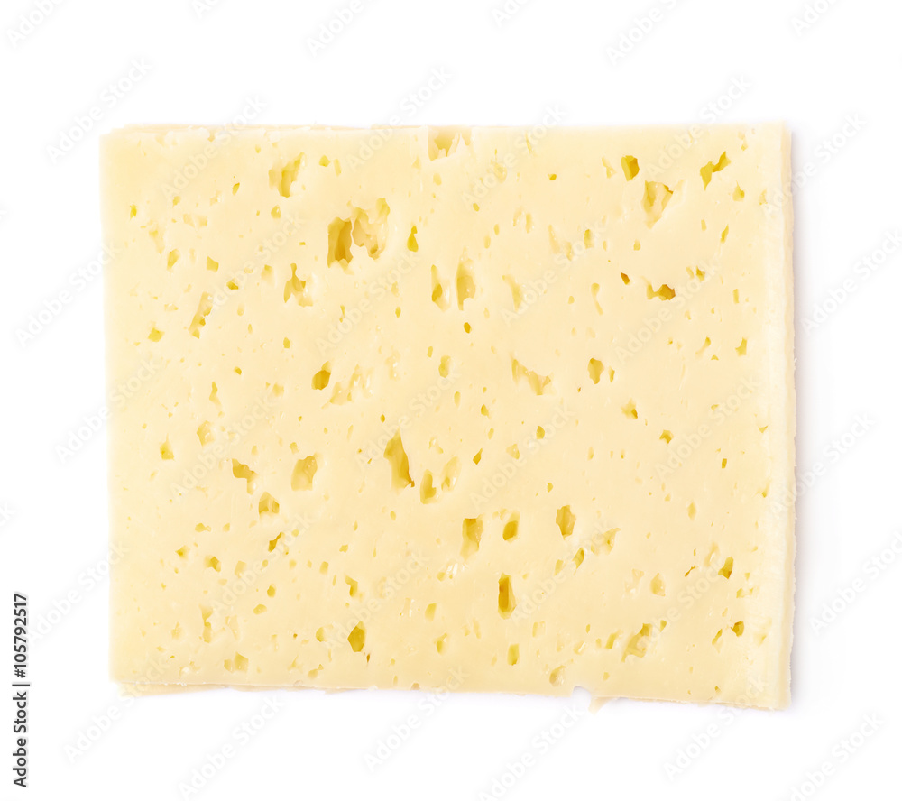 Single slice of cheese isolated