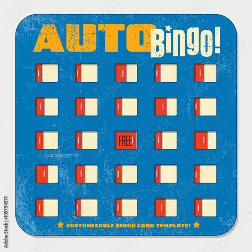 retro bingo card template with sliding windows. vintage game board design
