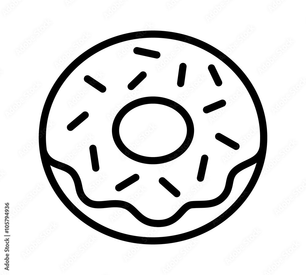 Donut / doughnut with frosting and sprinkles line art icon for food