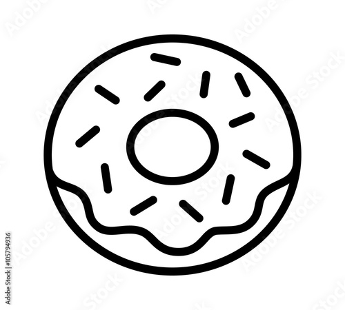 Canvas Print Donut / doughnut with frosting and sprinkles line art icon for food apps and web