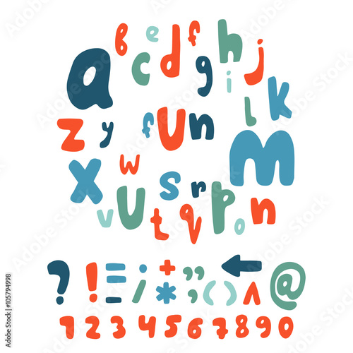Cartoon hand drawn doodle alphabet
