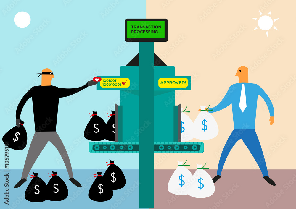 Money Laundering or Bank Illegal Activities concept. Editable Clip Art