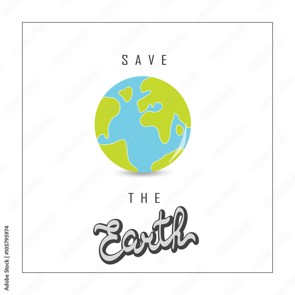 Earth Day Vector illustration with hand drawn word, planet and Earth Day Vector illustration with hand drawn word, planet and
