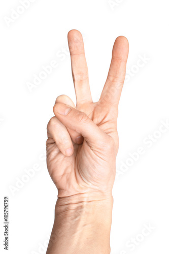 Victory sign on a white background