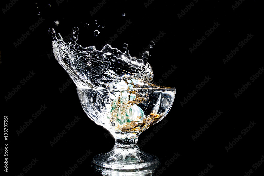 Splash in a crystal glass Splash in a crystal glass