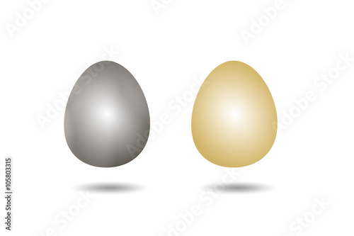 2 Easter eggs - light silver & gold