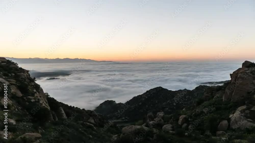 Valley Fog Bank Sunrise Time Lapse with zoom in Los Angeles California Valley Fog Bank Sunrise Time Lapse with zoom in Los Angeles California