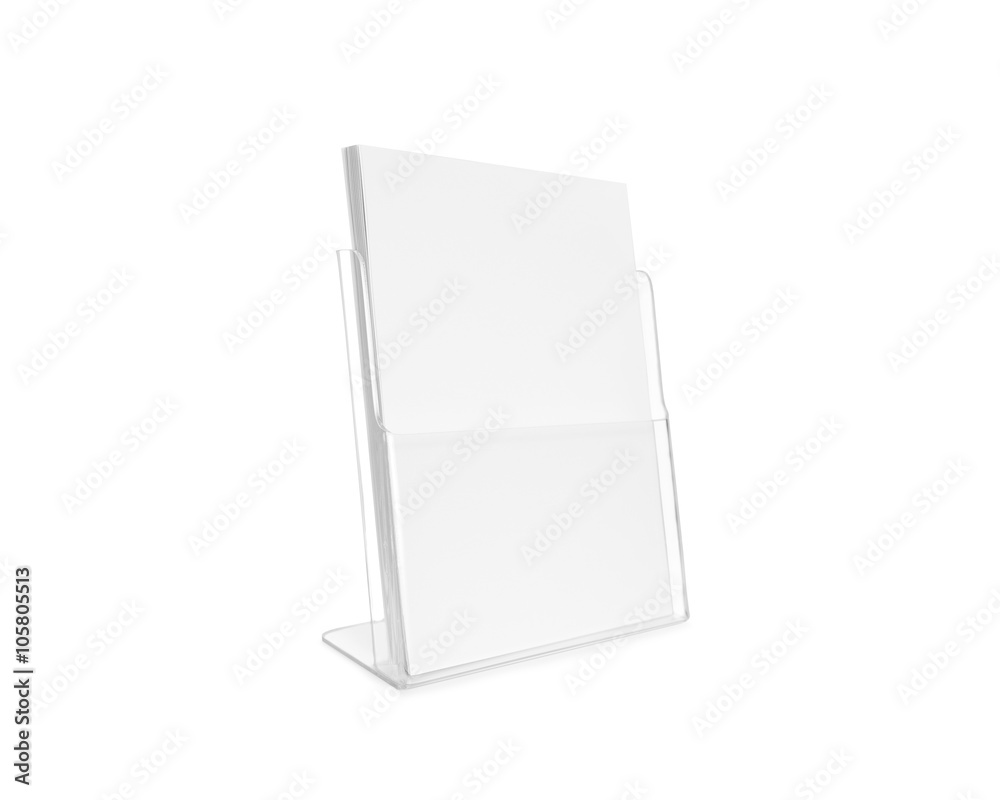Blank flyer mockup glass plastic transparent holder isolated. Plain flier stand. Clear brochure holding. Clean poster mock up design presentation. Shows flyer. Pamphlet design. Empty paper template. Blank flyer mockup glass plastic transparent holder isolated. Plain flier stand. Clear brochure holding. Clean poster mock up design presentation. Shows flyer. Pamphlet design. Empty paper template.