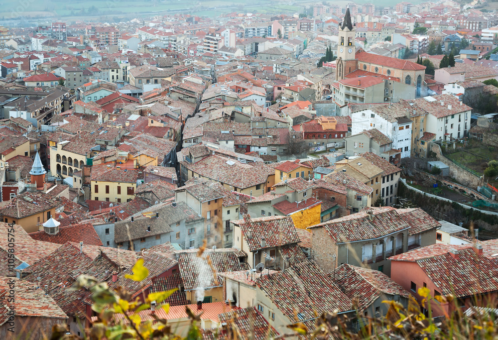 Top view of town in Pyrenees. Berga,  Catalonia