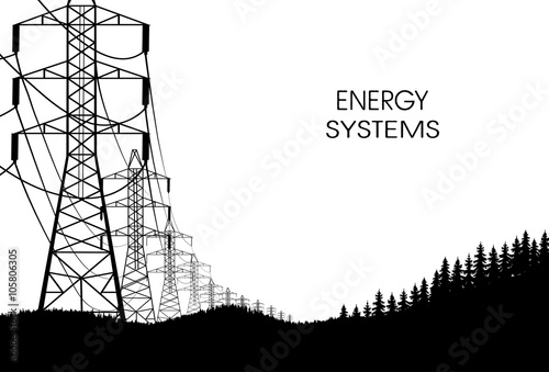lines of electricity transfers on a white background