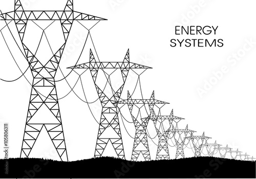 lines of electricity transfers on a white background