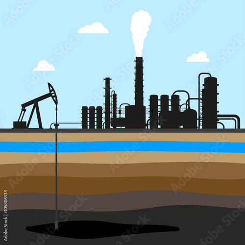 scheme of oil production . industrial background. oil field