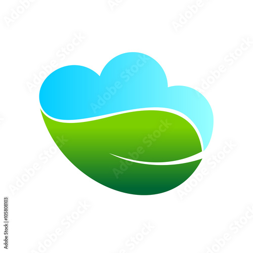 Simple Leaf Bright Green Meadow Cloud Nature Symbol