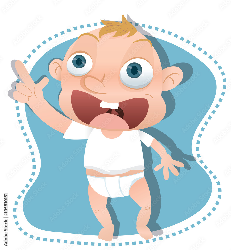 Fototapeta premium Cartoon baby pointing.