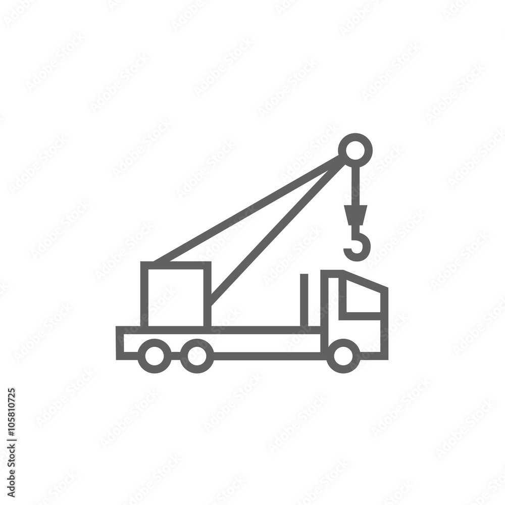 Mobile crane line icon. Mobile crane line icon.