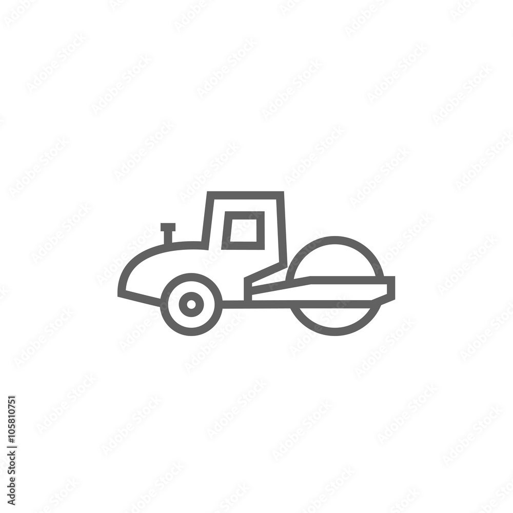 Road roller line icon.