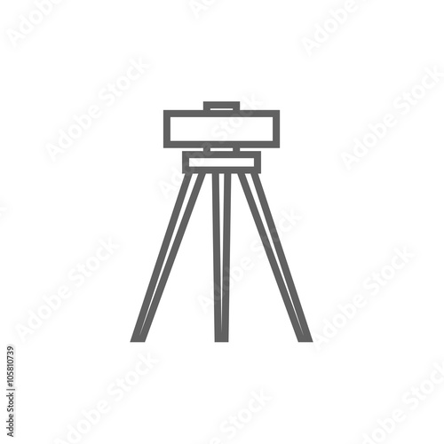 Theodolite on tripod line icon.