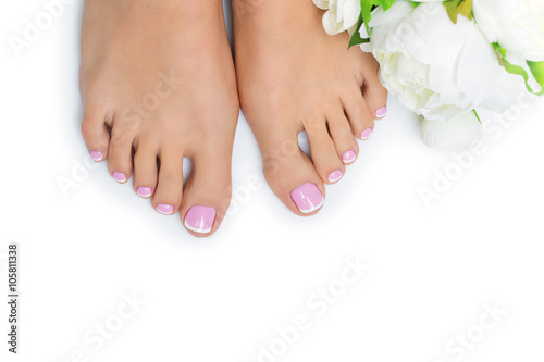 Woman feet with french pedicure © svetography