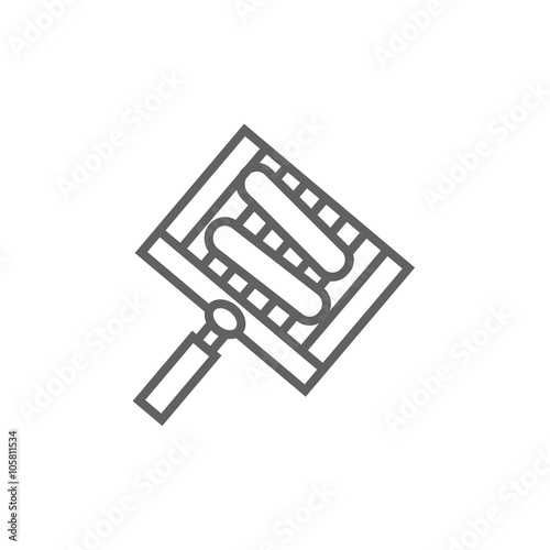 Grilled sausages on grate for barbecue line icon.