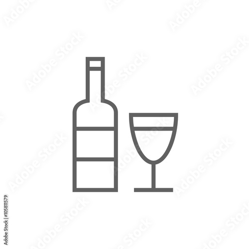 Bottle of wine line icon.