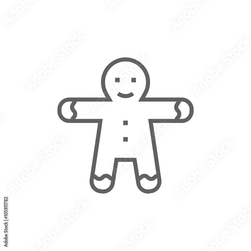 Gingerbread man line icon.