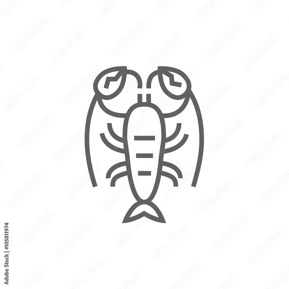 Fototapeta premium Lobster line icon.